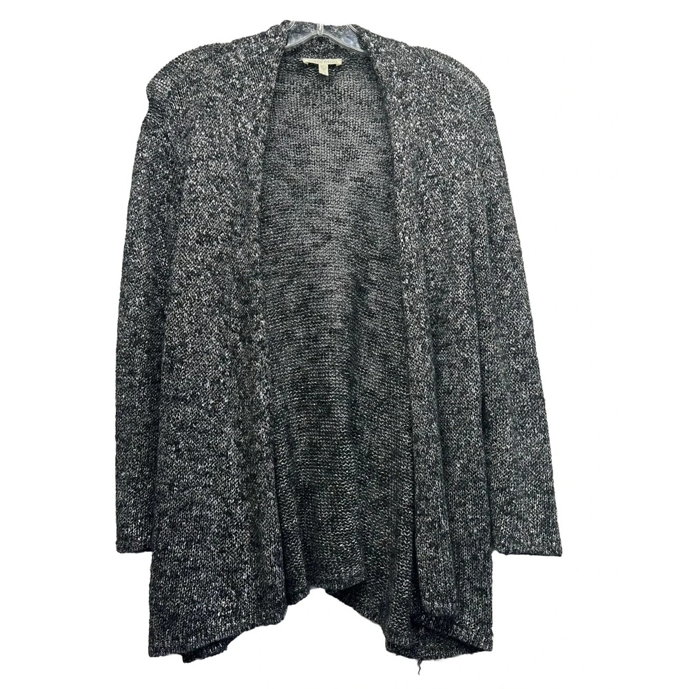 Eileen Fisher Women's Italian Yarn Linen Blend Black Speckled Large Cardigan (H8